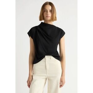 Modern Citizen Kenny Asymmetric Neck Black Top Cap Sleeve Minimalist Small